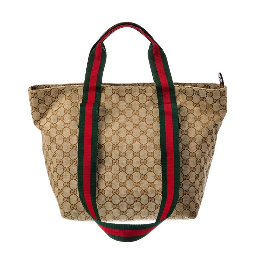 Gucci Small Gg Canvas Tote, Brown